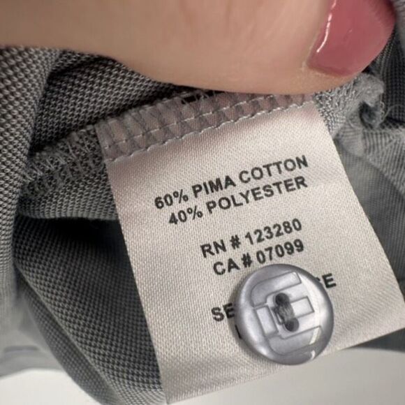 Travis Mathew Golf Shirt Mens Large Gray Blue Striped Polo Short Sleeve Casual - Picture 4 of 13